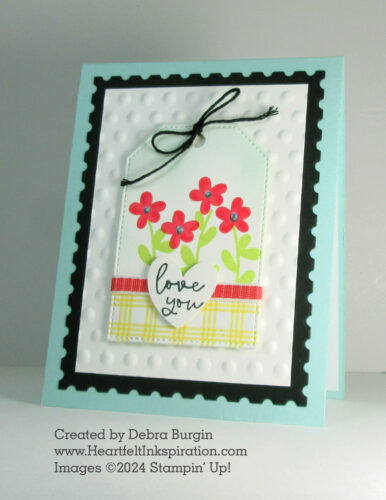 Bee My Valentine | I love using a tag on the front of a card!  Please click to read more! | Stampin' Up! | HeartfeltInkspiration.com | Debra Burgin  