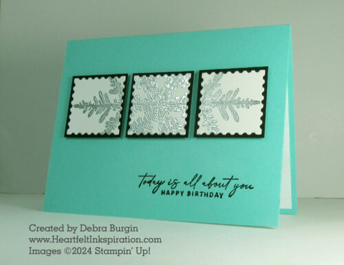 Snow Crystal | Perennial Postage | Using an image in an unexpected way is one of my favorite challenges!  Please click to read more! | Stampin' Up! | HeartfeltInkspiration.com | Debra Burgin  