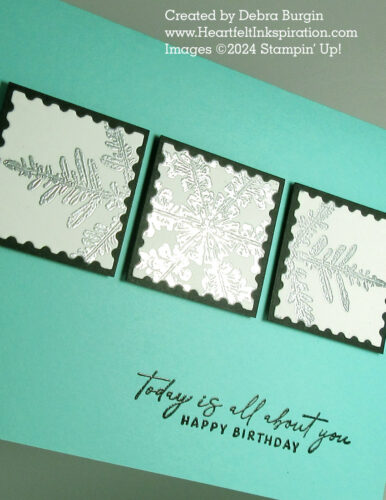 Snow Crystal | Perennial Postage | Using an image in an unexpected way is one of my favorite challenges!  Please click to read more! | Stampin' Up! | HeartfeltInkspiration.com | Debra Burgin  