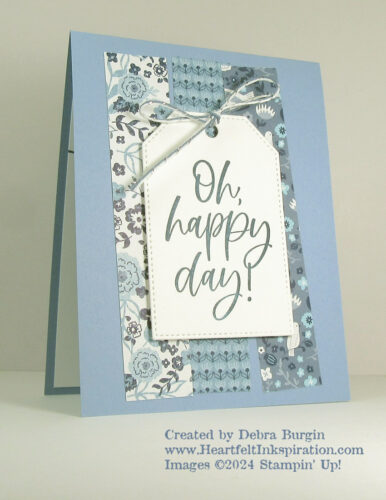 Kindest Expressions | This stunning Designer Series Paper and my favorite Boho Blue made this card come together super fast!  Please click to read more! | Stampin' Up! | HeartfeltInkspiration.com | Debra Burgin