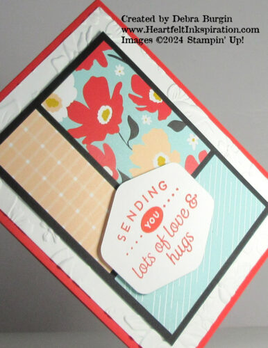 Heartfelt Hexagon | Sunny Days | Layered Florals | This camp card was inspired by Jeanie Stark's layout.  I have the measurements for you -- please click to read more! | Stampin' Up! | HeartfeltInkspiration.com | Debra Burgin  