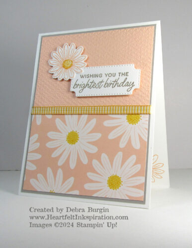 Cheerful Daisies | Charming Sentiments | This "brightest birthday" card is perfect for these spring days!  Please click to read more! | Stampin' Up! | HeartfeltInkspiration.com | Debra Burgin  
