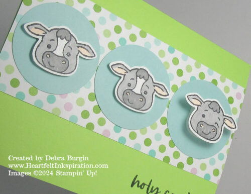 Cutest Cows | Nothing says "holy cow" like a cow triplet!  Please click to read more! | Stampin' Up! | HeartfeltInkspiration.com | Debra Burgin  